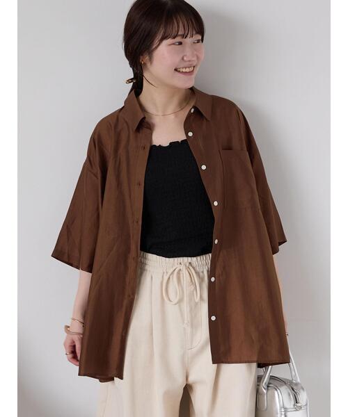 ehka sopo（エヘカソポ）の「◎シアー半袖シャツ（シャツ/ブラウス・レディース・ブラウン/サックスブルー/ベージュ・F）」の4枚目の写真