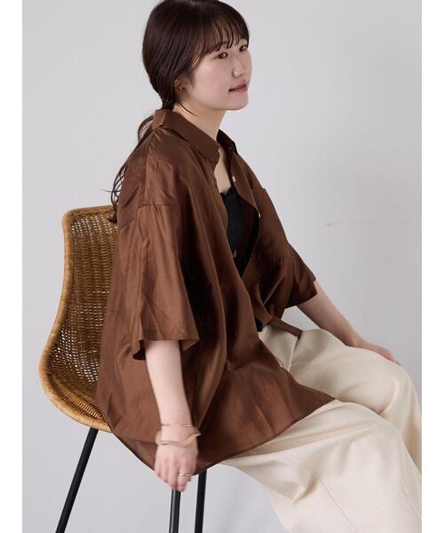 ehka sopo（エヘカソポ）の「◎シアー半袖シャツ（シャツ/ブラウス・レディース・ブラウン/サックスブルー/ベージュ・F）」の6枚目の写真