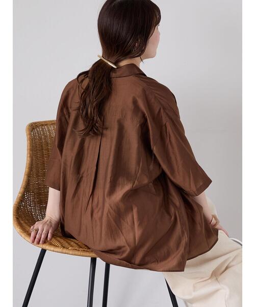 ehka sopo（エヘカソポ）の「◎シアー半袖シャツ（シャツ/ブラウス・レディース・ブラウン/サックスブルー/ベージュ・F）」の8枚目の写真