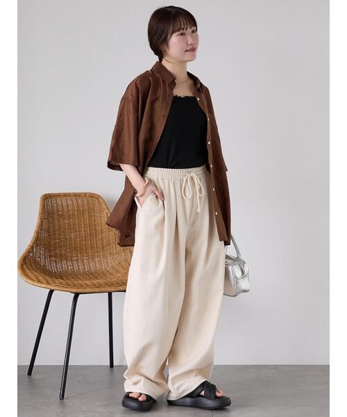 ehka sopo（エヘカソポ）の「◎シアー半袖シャツ（シャツ/ブラウス・レディース・ブラウン/サックスブルー/ベージュ・F）」の9枚目の写真