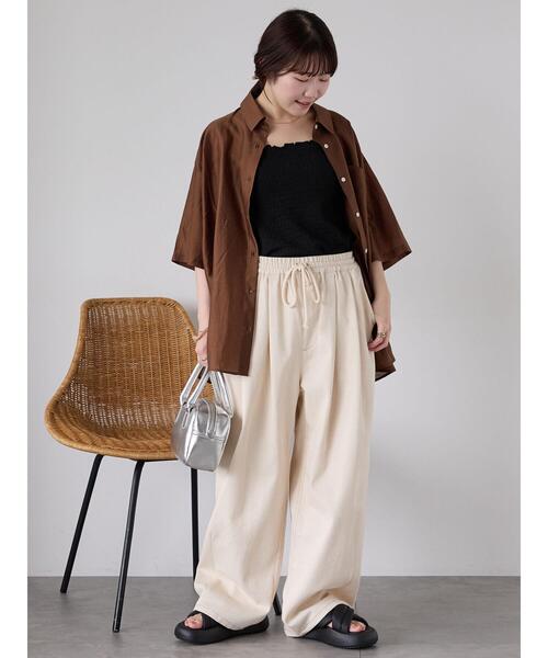 ehka sopo（エヘカソポ）の「◎シアー半袖シャツ（シャツ/ブラウス・レディース・ブラウン/サックスブルー/ベージュ・F）」の10枚目の写真