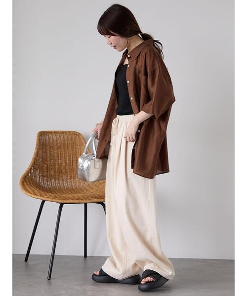 ehka sopo（エヘカソポ）の「◎シアー半袖シャツ（シャツ/ブラウス・レディース・ブラウン/サックスブルー/ベージュ・F）」の12枚目の写真