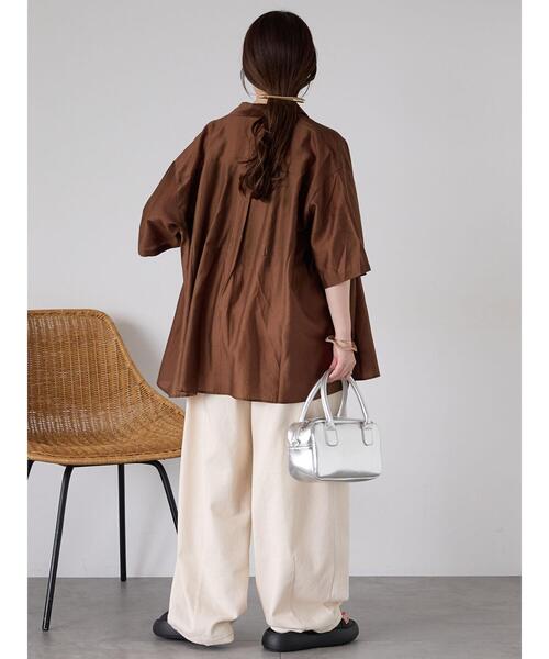 ehka sopo（エヘカソポ）の「◎シアー半袖シャツ（シャツ/ブラウス・レディース・ブラウン/サックスブルー/ベージュ・F）」の13枚目の写真