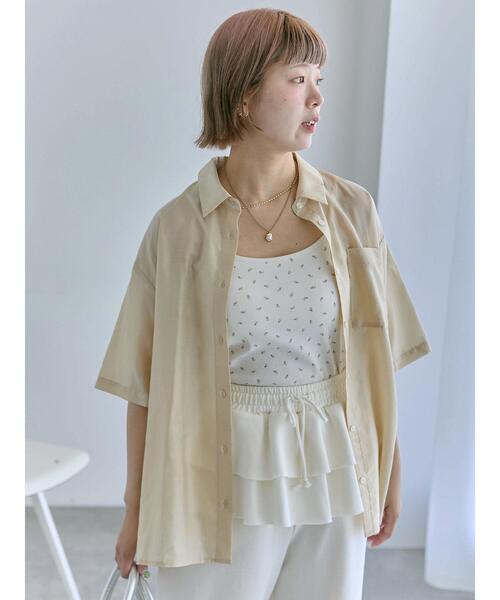 ehka sopo（エヘカソポ）の「◎シアー半袖シャツ（シャツ/ブラウス・レディース・ブラウン/サックスブルー/ベージュ・F）」の14枚目の写真