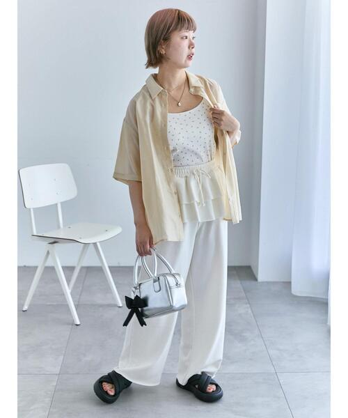 ehka sopo（エヘカソポ）の「◎シアー半袖シャツ（シャツ/ブラウス・レディース・ブラウン/サックスブルー/ベージュ・F）」の18枚目の写真