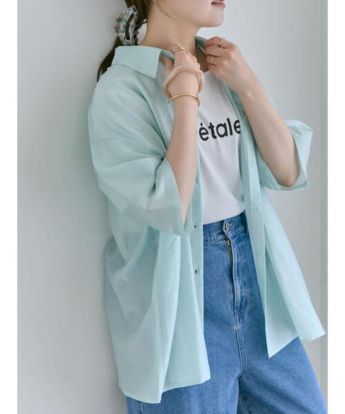 ehka sopo（エヘカソポ）の「◎シアー半袖シャツ（シャツ/ブラウス・レディース・ブラウン/サックスブルー/ベージュ・F）」の20枚目の写真