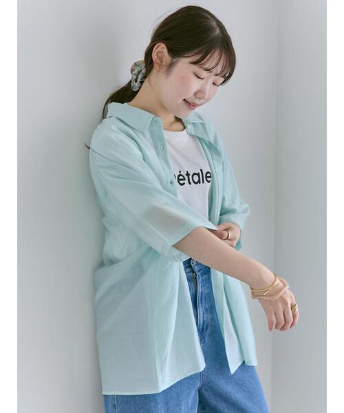 ehka sopo（エヘカソポ）の「◎シアー半袖シャツ（シャツ/ブラウス・レディース・ブラウン/サックスブルー/ベージュ・F）」の21枚目の写真