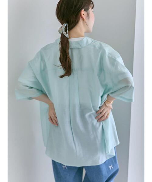 ehka sopo（エヘカソポ）の「◎シアー半袖シャツ（シャツ/ブラウス・レディース・ブラウン/サックスブルー/ベージュ・F）」の22枚目の写真