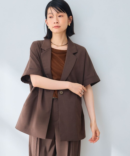 CROSS FUNCTION（クロスファンクション）の「《UV/通気性》サマ美え テーラードハーフスリーブジャケット【CROSS FUNCTION/クロスファンクション】（テーラードジャケット・レディース・ダークブラウン/チャコールグレー・M/L/LL）」の15枚目の写真