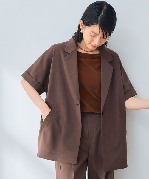 CROSS FUNCTION（クロスファンクション）の「《UV/通気性》サマ美え テーラードハーフスリーブジャケット【CROSS FUNCTION/クロスファンクション】（テーラードジャケット・レディース・ダークブラウン/チャコールグレー・M/L/LL）」の14枚目の写真