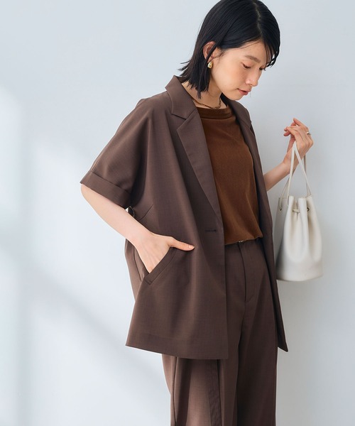CROSS FUNCTION（クロスファンクション）の「《UV/通気性》サマ美え テーラードハーフスリーブジャケット【CROSS FUNCTION/クロスファンクション】（テーラードジャケット・レディース・ダークブラウン/チャコールグレー・M/L/LL）」の16枚目の写真