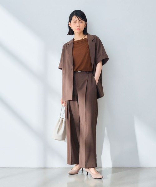 CROSS FUNCTION（クロスファンクション）の「《UV/通気性》サマ美え テーラードハーフスリーブジャケット【CROSS FUNCTION/クロスファンクション】（テーラードジャケット・レディース・ダークブラウン/チャコールグレー・M/L/LL）」の19枚目の写真