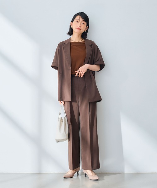 CROSS FUNCTION（クロスファンクション）の「《UV/通気性》サマ美え テーラードハーフスリーブジャケット【CROSS FUNCTION/クロスファンクション】（テーラードジャケット・レディース・ダークブラウン/チャコールグレー・M/L/LL）」の18枚目の写真