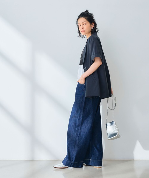 CROSS FUNCTION（クロスファンクション）の「《UV/通気性》サマ美え テーラードハーフスリーブジャケット【CROSS FUNCTION/クロスファンクション】（テーラードジャケット・レディース・ダークブラウン/チャコールグレー・M/L/LL）」の11枚目の写真