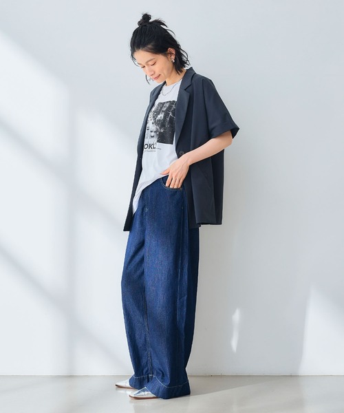 CROSS FUNCTION（クロスファンクション）の「《UV/通気性》サマ美え テーラードハーフスリーブジャケット【CROSS FUNCTION/クロスファンクション】（テーラードジャケット・レディース・ダークブラウン/チャコールグレー・M/L/LL）」の10枚目の写真