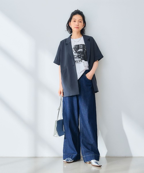 CROSS FUNCTION（クロスファンクション）の「《UV/通気性》サマ美え テーラードハーフスリーブジャケット【CROSS FUNCTION/クロスファンクション】（テーラードジャケット・レディース・ダークブラウン/チャコールグレー・M/L/LL）」の9枚目の写真