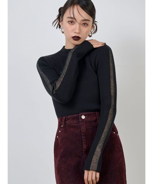 MURUA（ムルーア）の「シアーラインスリーブニット（ニット/セーター・レディース・アイボリー/ブラック/ボルドー・FREE）」の3枚目の写真