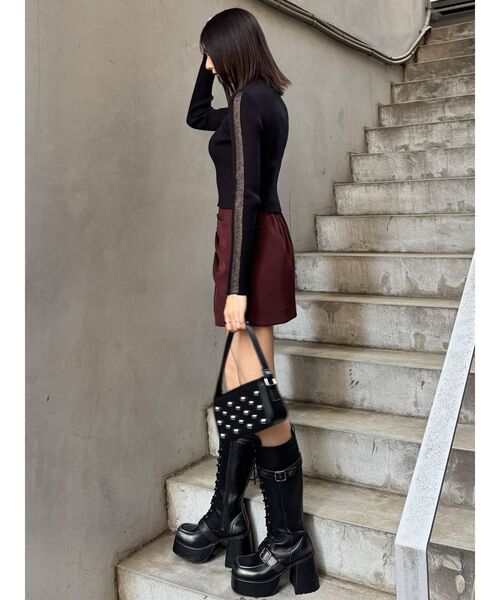 MURUA（ムルーア）の「シアーラインスリーブニット（ニット/セーター・レディース・アイボリー/ブラック/ボルドー・FREE）」の9枚目の写真