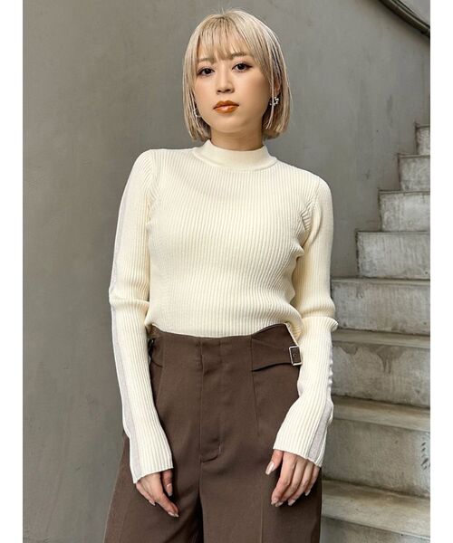 MURUA（ムルーア）の「シアーラインスリーブニット（ニット/セーター・レディース・アイボリー/ブラック/ボルドー・FREE）」の11枚目の写真