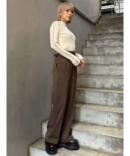 MURUA（ムルーア）の「シアーラインスリーブニット（ニット/セーター・レディース・アイボリー/ブラック/ボルドー・FREE）」の13枚目の写真