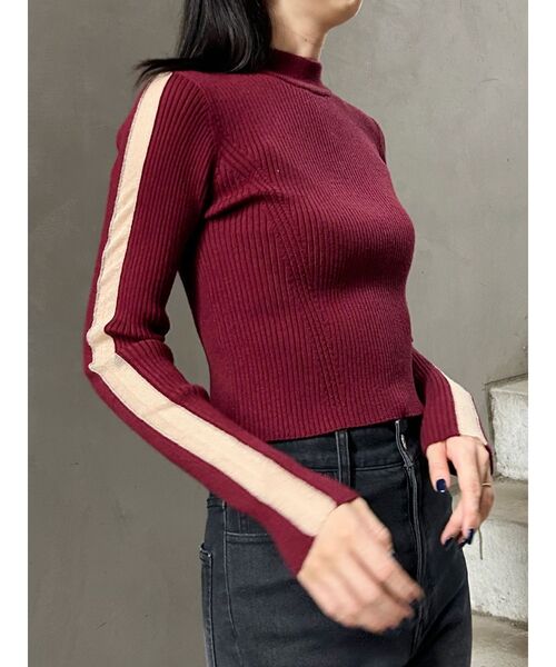 MURUA（ムルーア）の「シアーラインスリーブニット（ニット/セーター・レディース・アイボリー/ブラック/ボルドー・FREE）」の22枚目の写真