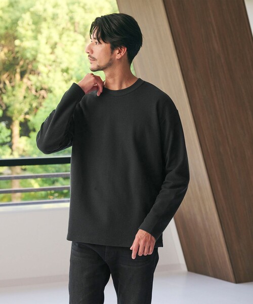 BEAUTY&YOUTH UNITED ARROWS(ビューティーアンドユースユナイテッドアローズ)の「【WEB限定 WARDROBE SMART】エアリー カノコ カットソー 【抗菌・防臭】(Tシャツ/カットソー・メンズ・ブラック/ダークグレー/オフホワイト/ライトグレー・XL/L/M/S)」の3枚目の写真