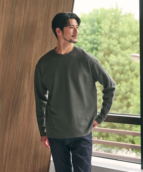 BEAUTY&YOUTH UNITED ARROWS(ビューティーアンドユースユナイテッドアローズ)の「【WEB限定 WARDROBE SMART】エアリー カノコ カットソー 【抗菌・防臭】(Tシャツ/カットソー・メンズ・ブラック/ダークグレー/オフホワイト/ライトグレー・XL/L/M/S)」の9枚目の写真