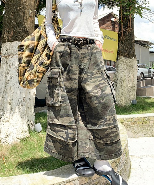 k*k様 UNDERCOVER 迷彩 カーゴ ハーフパンツ 3 カモフラージュ セール】カモフラ 迷彩 ワイドシルエット カーゴ ハーフパンツ