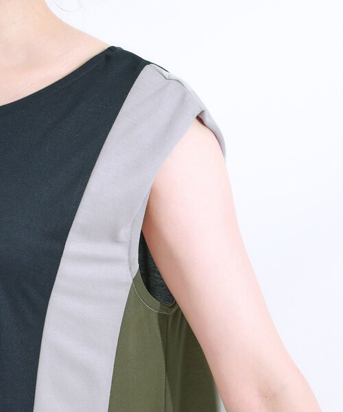 SHOO・LA・RUE（シューラルー）の「【S-LL/ひんやり】全身すっきり見えが楽に叶う サイド切替 バイカラーAラインワンピース（ワンピース・レディース・ネイビー系4/ブラック系4/ブラック系その他5・04/03/02/01）」の20枚目の写真