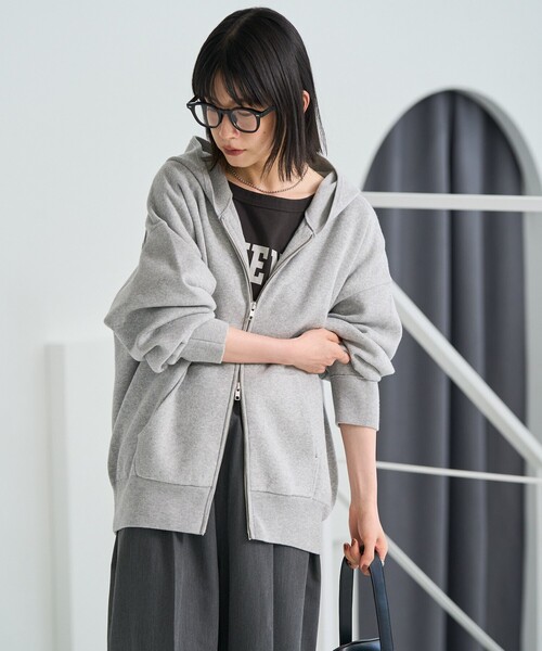 セール】＜マシーンウォッシャブル＞ スウェットライクジップニット