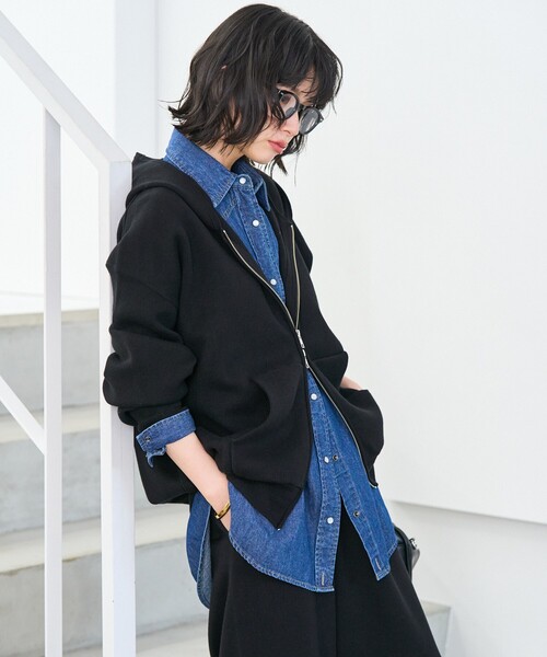 セール】＜マシーンウォッシャブル＞ スウェットライクジップニット