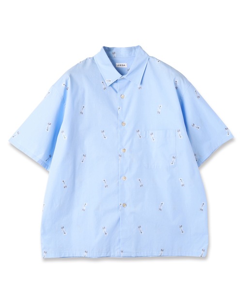 JIEDA(ジエダ)の「BONE FLOWER SHIRT S/S(シャツ/ブラウス・メンズ・グレー/サックスブルー・1/2)」の2枚目の写真