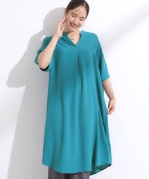 【S-LL/洗濯後しわになりにくい/体型カバー】後ろ姿もサマになる バックレースアップチュニック