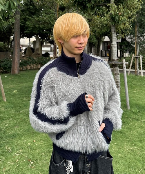 MandO（エムオー）（エムオー）の「ハイネックフェザートラックジャケット（ニット/セーター・メンズ・グレー/ブラック・LARGE/MEDIUM）」の6枚目の写真