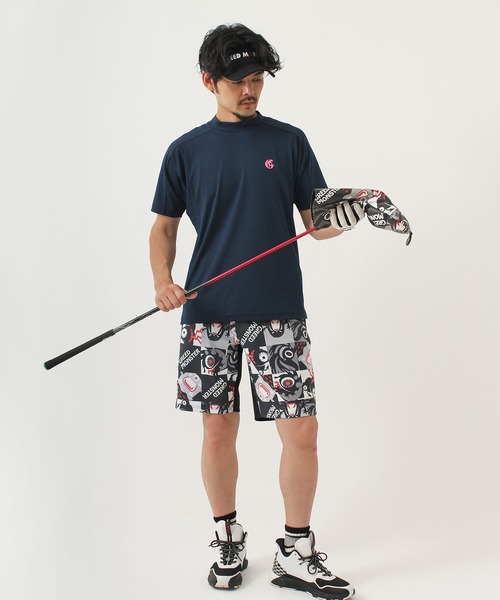 GREED MONSTER（グリードモンスター）の「【GREED MONSTER/グリードモンスター】Back Line Print Short-Sleeved Mock-Neck T-shirts(Made in Japan)/ゴルフウェア半袖モックネックT-シャツ（Tシャツ/カットソー・メンズ・ネイビー/ブラック・MEDIUM/LARGE/X-LARGE）」の12枚目の写真