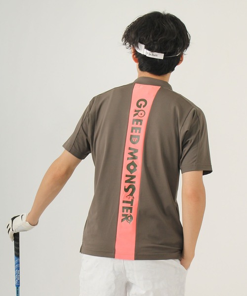 GREED MONSTER（グリードモンスター）の「【GREED MONSTER/グリードモンスター】Back Line Print Short-Sleeved Mock-Neck T-shirts(Made in Japan)/ゴルフウェア半袖モックネックT-シャツ（Tシャツ/カットソー・メンズ・ネイビー/ブラック・MEDIUM/LARGE/X-LARGE）」の5枚目の写真