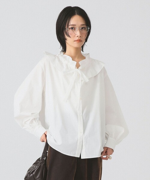 Ray BEAMS（レイビームス）の「フリルカラー リボン ブラウス（シャツ/ブラウス・レディース・ライトブルー/ホワイト・ONE SIZE）」の15枚目の写真