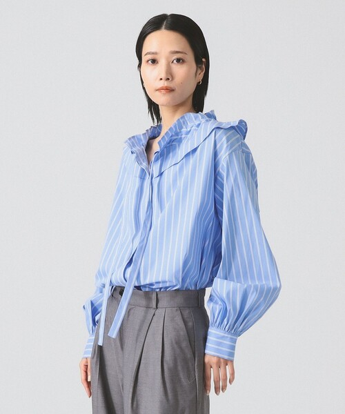 COURREGES PARIS リボン付きライトブルーシャツ COURREGES PARIS リボン付きライトブルーシャツ