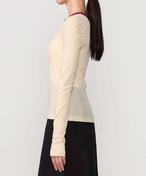 babaco（ババコ）の「babaco | ツイストコットン ロングスリーブTシャツ WOMEN（Tシャツ/カットソー・レディース・ブラック/ベージュ・1）」の9枚目の写真
