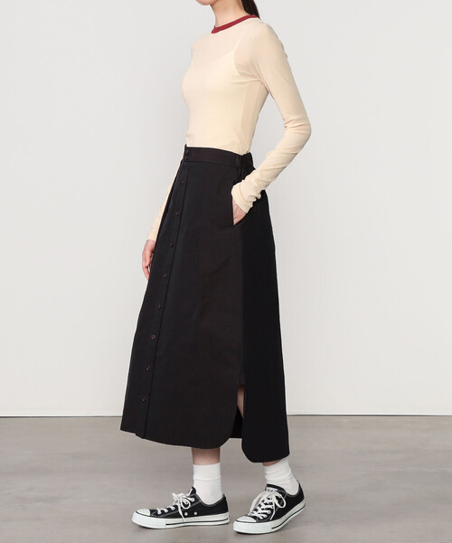 babaco（ババコ）の「babaco | ツイストコットン ロングスリーブTシャツ WOMEN（Tシャツ/カットソー・レディース・ブラック/ベージュ・1）」の4枚目の写真