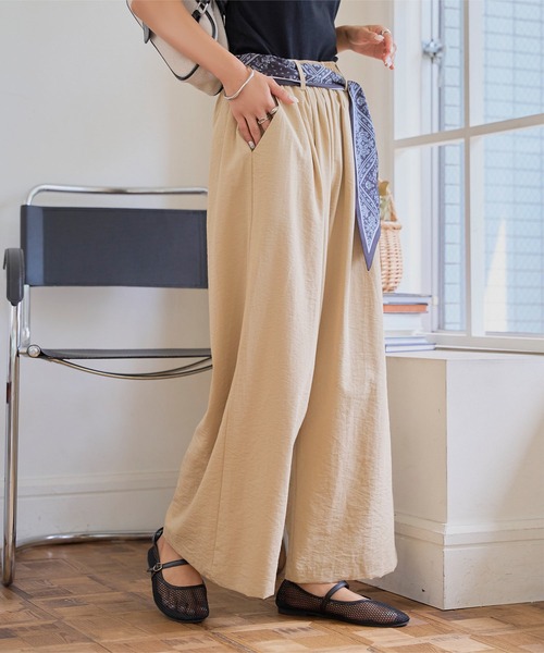 KOBE LETTUCE（コウベレタス）の「スカーフベルト付きワイドパンツ（その他パンツ・レディース・ライトベージュ/ブラック/ネイビー・M）」の7枚目の写真