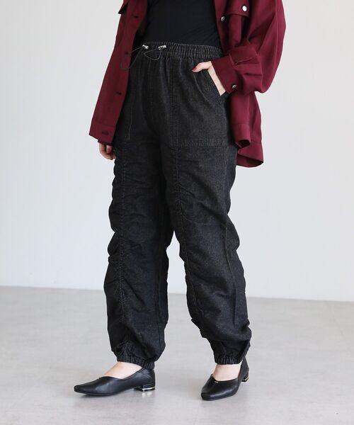 Sugar spoon（シュガースプーン）の「・SUGAR SPOON デニムギャザーパンツ（デニムパンツ・レディース・インディゴブルー/ライトインディゴブルー/ブラック/グレー・FREE）」の16枚目の写真