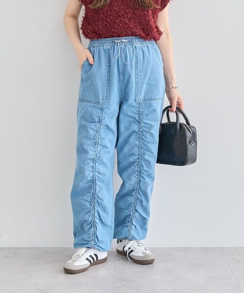 Sugar spoon（シュガースプーン）の「・SUGAR SPOON デニムギャザーパンツ（デニムパンツ・レディース・インディゴブルー/ライトインディゴブルー/ブラック/グレー・FREE）」の19枚目の写真