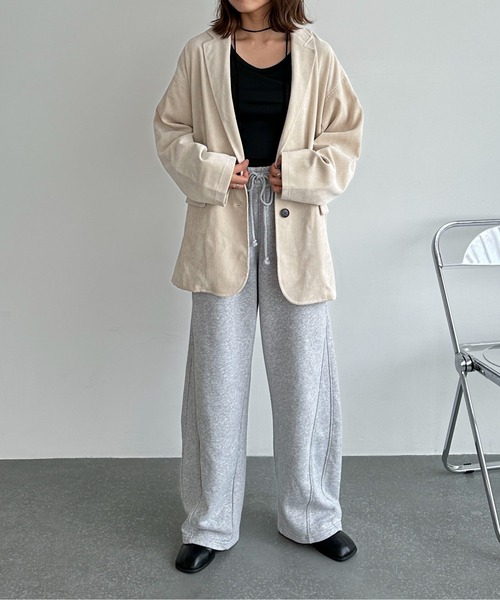 PILIT（ピリット）の「コーデュロイ　オーバージャケット（テーラードジャケット・レディース・ブラウン/アイボリー/チャコールグレー・MEDIUM）」の21枚目の写真