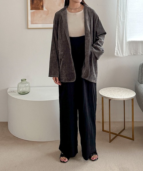 PILIT（ピリット）の「コーデュロイ　オーバージャケット（テーラードジャケット・レディース・ブラウン/アイボリー/チャコールグレー・MEDIUM）」の19枚目の写真