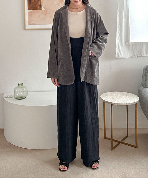 PILIT（ピリット）の「コーデュロイ　オーバージャケット（テーラードジャケット・レディース・ブラウン/アイボリー/チャコールグレー・MEDIUM）」の20枚目の写真