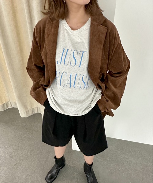 PILIT（ピリット）の「コーデュロイ　オーバージャケット（テーラードジャケット・レディース・ブラウン/アイボリー/チャコールグレー・MEDIUM）」の13枚目の写真