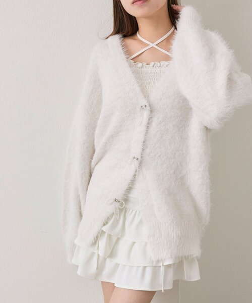 OLIVE des OLIVE（オリーブデオリーブ）の「melty ribbon long knit（カーディガン/ボレロ・レディース・ピンク/オフホワイト/チャコールグレー/サックスブルー・FREE）」の19枚目の写真