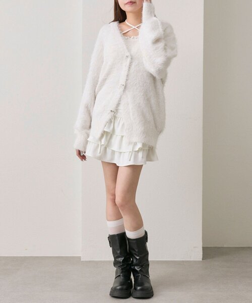 OLIVE des OLIVE（オリーブデオリーブ）の「melty ribbon long knit（カーディガン/ボレロ・レディース・ピンク/オフホワイト/チャコールグレー/サックスブルー・FREE）」の22枚目の写真