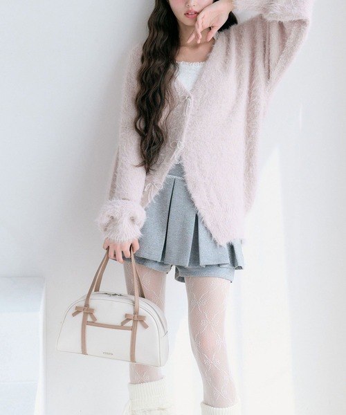 OLIVE des OLIVE（オリーブデオリーブ）の「melty ribbon long knit（カーディガン/ボレロ・レディース・ピンク/オフホワイト/チャコールグレー/サックスブルー・FREE）」の13枚目の写真